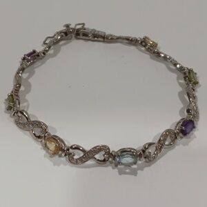 Ross Simmon's Infinity Gemstones Pure Sterling Silver Bracelet 7.5" Stamped